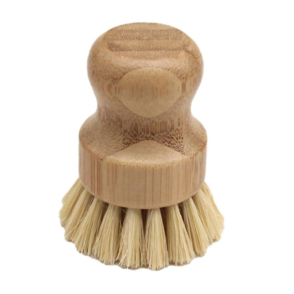 Dishwashing Brush Bamboo Palm Brush Circular dishwashing Brush Pot Kitchen Sink dishwashing Brush Bamboo dishwashing Brush Suitable for Kitchen Restaurant dishwashing Kitchen Cleaning Tools