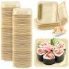 100 Pcs Disposable Square Palm Bowls Palm 4.3 x 3.94 Inch Leaf Bowls Bamboo Disposable Plates Square Wood Plates for Birthday Party, Wedding Events, Appetizer, Dessert, Catering and Home Use view 1