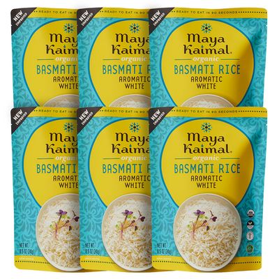 Maya Kaimal Organic Basmati Rice Aromatic White, Ready to Eat, Fully Cooked, Vegan, Certified Organic, Non GMO, Gluten Free, 8.5 Ounce (Pack of 6)
