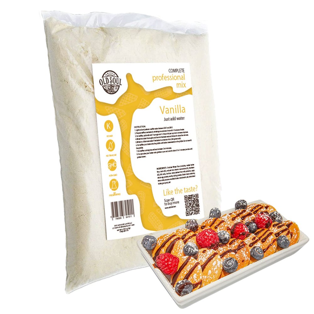 ALDKitchen Poffertjes Waffle Mix | Chocolate & Vanilla Flavour | Soy & Nut free | Mini Dutch Pancake Batter (Vanilla, 5 Pound (Pack of 1))