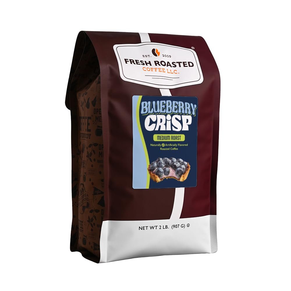 Fresh Roasted Coffee, Blueberry Crisp Flavored Coffee, 2 lb (32 oz), Medium Roast, Kosher, Ground 2 Pound (GROUND) 1