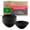 Disposable Plastic Plates with Rim Design, Organic Round Dinnerware Bulk Order for Wedding, Birthday & All Occasions (Black with Gold, 60 Bowls (32 oz Bowls)) view 1