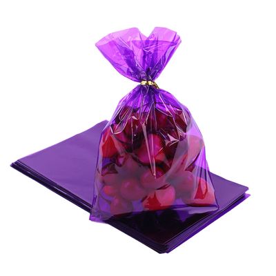 CC wonderland zone Purple Cellophane Treat Bags - 50 Pack Gift Cello Plastic Bags with Ties,for Candy Cookie Goodie Party Favors,6x9 inch