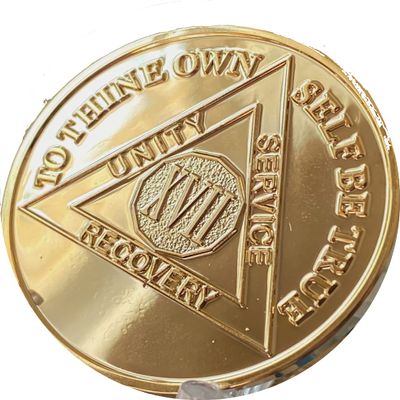 17 Year AA Medallion 22k Gold Plated Sobriety Chip