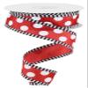 Craig Bachman, 1.5" Large Polka Dot Stripe Ribbon: Red (10 Yards) - Gift Wrapping Wired Ribbon view 1