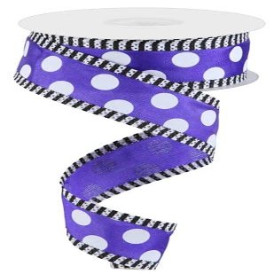 Craig Bachman, 1.5" Large Polka Dot Stripe Ribbon: Purple (10 Yards) - Gift Wrapping Wired Ribbon