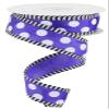 Craig Bachman, 1.5" Large Polka Dot Stripe Ribbon: Purple (10 Yards) - Gift Wrapping Wired Ribbon view 1