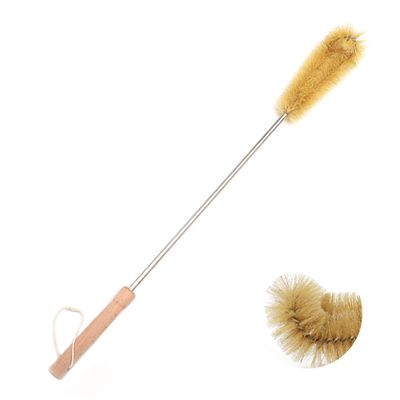UPTALY 24 inch Extra Long Brush, Elbow Bristle, with Beech Wood Handle, Bendable Washing Brush, with Stainless Steel Pole, for Tall Bottle, Gallon Water Jug, Big Vessels, Floor Vase, Flower Pot
