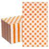 DYLIVeS Orange Gingham Napkins, 80 Pack Orange and White Checkered Guest Towel Plaid Party Napkins Disposable Paper Hand Towels for Luncheon, Dinner, Picnic, Birthday, Easter, Graduation Party, 3-Ply view 1