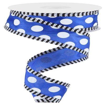 Craig Bachman, 1.5" Large Polka Dot Stripe Ribbon: Royal Blue (10 Yards) Wired Edge Ribbon Gift Wrapping