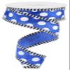 Craig Bachman, 1.5" Large Polka Dot Stripe Ribbon: Royal Blue (10 Yards) Wired Edge Ribbon Gift Wrapping view 1