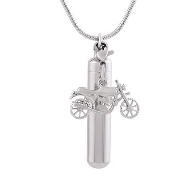 BIAIHQIE Stainless Steel Cremation Ashes Pendant Jewelry for Human Blank Urn Neckace with Motorcycle