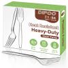 Dipoo 7.1" Clear Plastic Forks Heavy Duty with Heat Resistant & BPA Free, Solid and Durable Plastic Cutlery, Premium Disposable Forks for Party Supply(84 Count) view 1