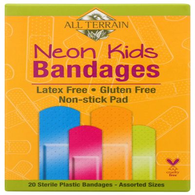 All Terrain Neon Kids Bandages, Non Stick Pad, Latex Free, 20 Pieces (Pack of 3)