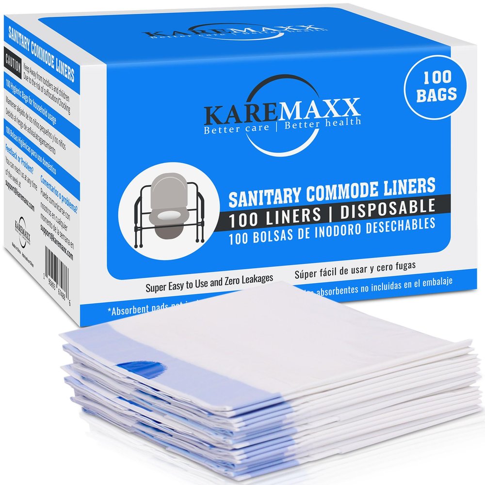 100 Bedside Commode Liners Bags for Commode Toilet - Leak Proof & Odorless Potty Liners for Portable Potty Chair Liners - Potty Bags for Portable Toilet Bag - Bedside Toilet Liners Disposable Adult