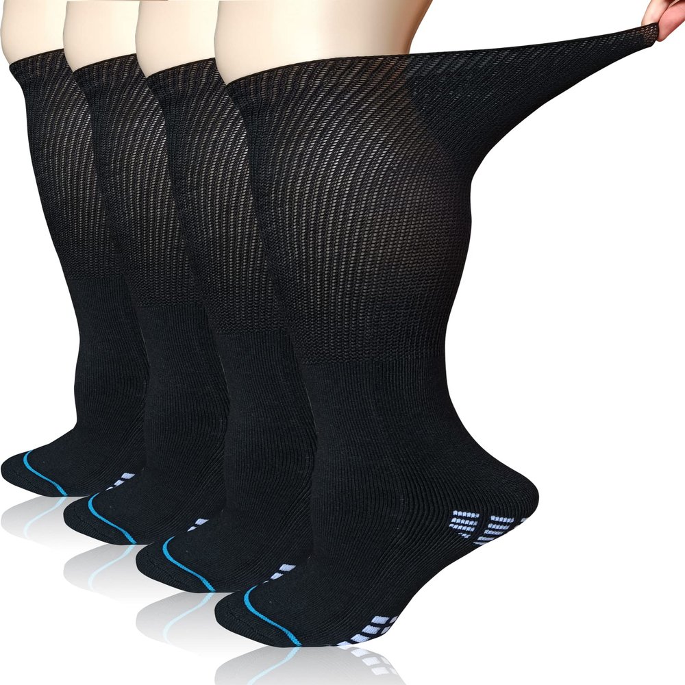 COIYUFUX Extra Wide Diabetic Socks For Bariatric Feet Knee High Diabetic Sox Men Women, Walking Boot Cast Sock for Lymphedema Swollen Foot Ankle Leg