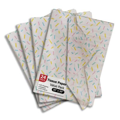 Confetti Birthday Printed Tissue Paper for Gift Bags or Boxes and Wrapping - Bulk Decorative Art Tissue Paper for Packaging and Gifting | 24 Sheets 20" x 30"