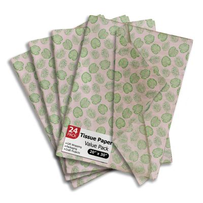 Palm Leaves Printed Tissue Paper for Gift Bags or Boxes and Wrapping - Bulk Decorative Art Tissue Paper for Packaging and Gifting | 24 Sheets 20" x 30"
