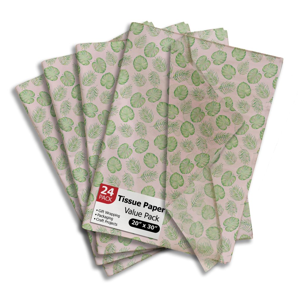 Palm Leaves Printed Tissue Paper for Gift Bags or Boxes and Wrapping - Bulk Decorative Art Tissue Paper for Packaging and Gifting | 24 Sheets 20" x 30"