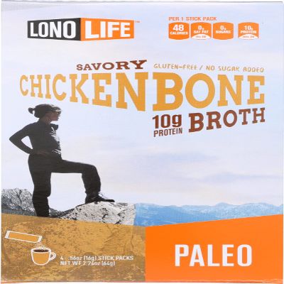 LonoLife Chicken Bone Broth Sticks, 4 Packs, Gluten Free, 2.24 Ounces (Pack Of 6)