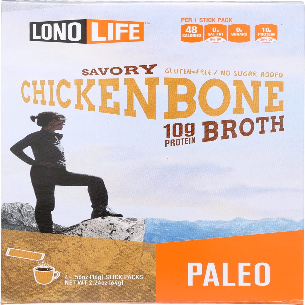 LonoLife Chicken Bone Broth Sticks, 4 Packs, Gluten Free, 2.24 Ounces (Pack Of 6)