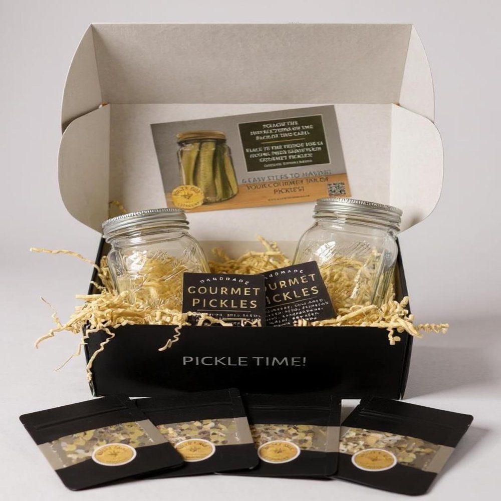 The Gourmet Pickle Kit -Must Bee Company DIY Pickling Set with Reusable Glass Jars, Spices & Step-by-Step Guide Fermentation Kit for Homemade Dill Pickles