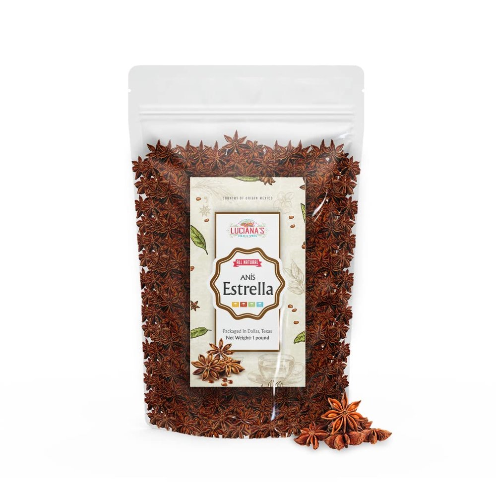 Anis estrella - Whole Star Anise, Dried Anise Star Spice, 16 oz, 1.0 Ounce, 16.0 ounces