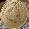 2 Year AA Medallion Large 1.5 Inch Heavy Premium Bronze Sobriety Chip view 4