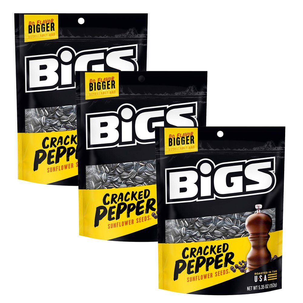 3 set of 3 BIGS Cracked Pepper Sunflower Seeds, 5.35-ounce Bag