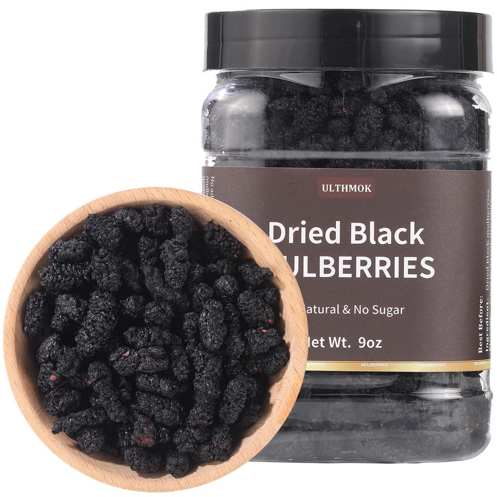 Top Grade Premium Dried Black Mulberries 9 Oz/254g,Big & Delicious,Hand Picked .No Sugar Added & No Additives.