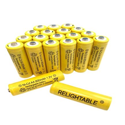 RELIGHTABLE AA Size NiCd AA 800mAh 1.2V Rechargeable Batteries for Solar Lamp Solar Light (20-PCS AA 800mAh)