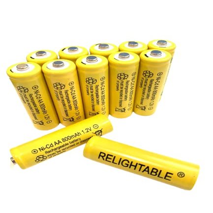 RELIGHTABLE AA Size NiCd AA 800mAh 1.2V Rechargeable Batteries for Solar Lamp Solar Light (12-PCS AA 800mAh)