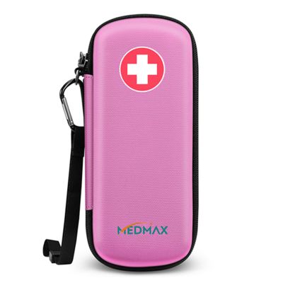 MEDMAX Epipen Medical Carrying Case, Hard Shell EVA Shock Absorption Travel Medication Organizer Bag Emergency Medical Pouch Holds 2 EpiPens, Asthma Inhaler, Auvi-Q, Allergy Supplies (Pink)