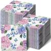 Hotop 200 Pack Purple Hydrangea Napkins for Guests Mother's Day Floral Butterfly Napkins Disposable Dinner Hand Towels Decorative Flower Bathroom Paper Towels for Wedding Birthday Party view 1