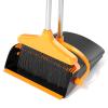 Broom and Dustpan Set for Home Long Handle (51" Length) Extendable Standing Dust Pan for Indoor Lobby Office Kitchen Cleaning (Black and Orange) view 1