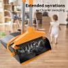 Broom and Dustpan Set for Home Long Handle (51" Length) Extendable Standing Dust Pan for Indoor Lobby Office Kitchen Cleaning (Black and Orange) view 2