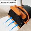 Broom and Dustpan Set for Home Long Handle (51" Length) Extendable Standing Dust Pan for Indoor Lobby Office Kitchen Cleaning (Black and Orange) view 3