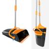 Broom and Dustpan Set for Home Long Handle (51" Length) Extendable Standing Dust Pan for Indoor Lobby Office Kitchen Cleaning (Black and Orange) view 4