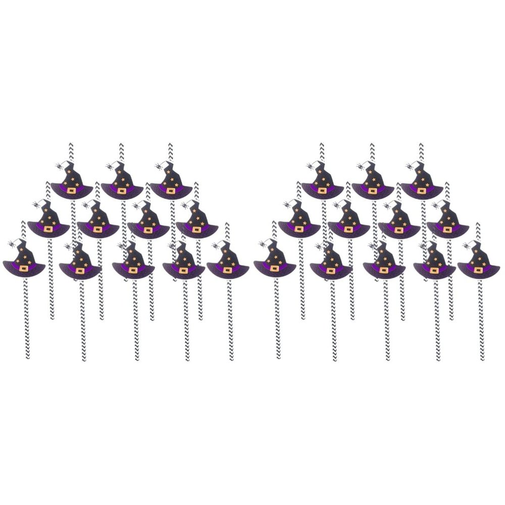 Halloween Paper Straws Halloween Decor pcs Party Paper Straws Witch Hat Plastic Decorative Drinking