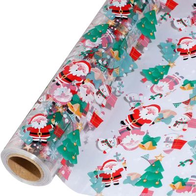 shareluck 100ft Christmas Cellophane Wrap Roll - Xmas Cellophane Wrap for Christmas to Wrap Gift Basket, Treat, Wine, Party Decoration. (100ft Long x 16 Wide x 2.5Mil)