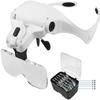 5 Lens 1.0X 1.5X 2.0X 2.5X 3.5X Adjustable Headband Magnifying Glass Magnifier with LED Light Lamp Magnifying Glasses for False Lashes Eyelash Extension White view 3