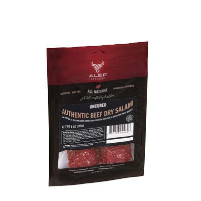 4 Set of 3 - Uncured All Natural Authentic Beef Dry Salami (3 packages 4 oz. each) NITRATE FREE, NITRITE FREE, MSG FREE, DAIRY FREE, GLUTEN FREE