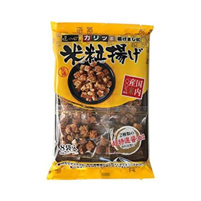 Maruhiko Kometsubu Age (4.8oz). Soy sauce flavored bite size deep fried hard rice cracker. (TCS-16 L-4) - Pack of 3