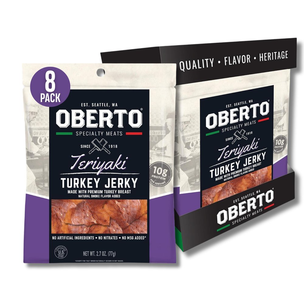 Oberto Specialty Meats Teriyaki Turkey Jerky, 2.7 Ounce (Pack of 8)