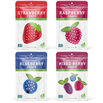 Natures Turn Freeze-Dried Fruit Crisps Healthy, Gluten-Free,Crispy & Delicious, Plant-Based Snack,Ideal for Cereal, Smoothies, School Lunches, & On-the-Go, Very Berry Variety Bags of 4 (1.2 oz Each)