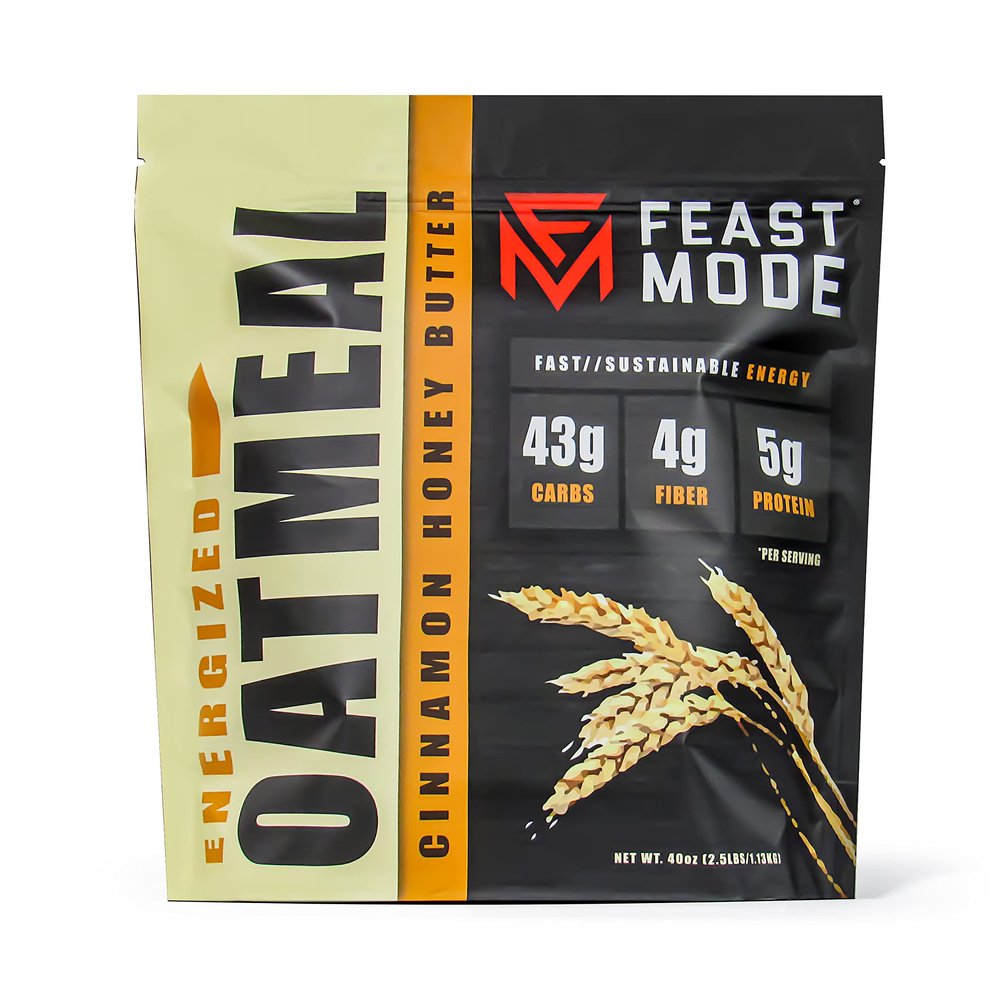 NEW! Energized Oatmeal Cinnamon Honey Butter - Feast Mode Flavors - 40 ounce, 2.5 pounds, 30 servings, breakfast healthy health antioxidants gluten free gluten-free quick oats grains fiber energy carbs protein low-sodium