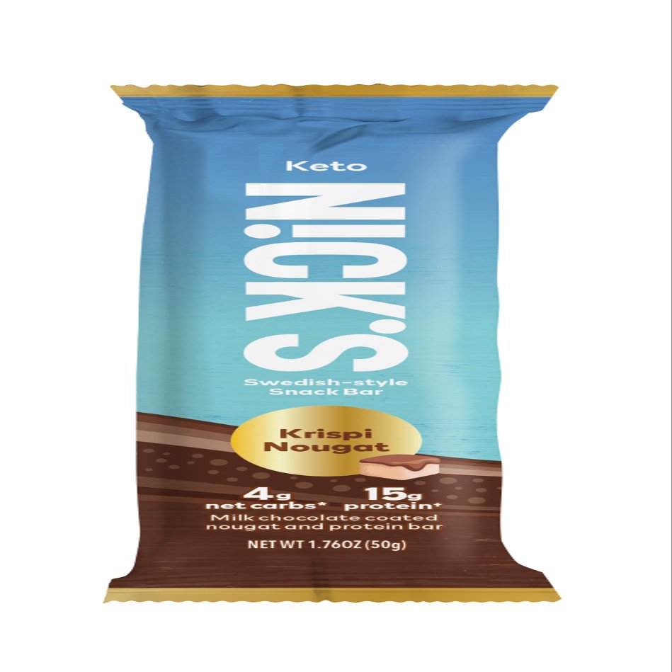 NICKS Protein Bars Chocolate Crispy Nougat | 15g protein | 170 calories | Low Carb Keto Friendly Snacks No Added Sugar (50g)