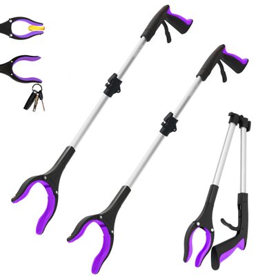 2 Pack 32 inch GrabRunner Heavy Duty(up to 10 lbs) Reacher Grabber Tool with Strong Magnetic (New Purple)