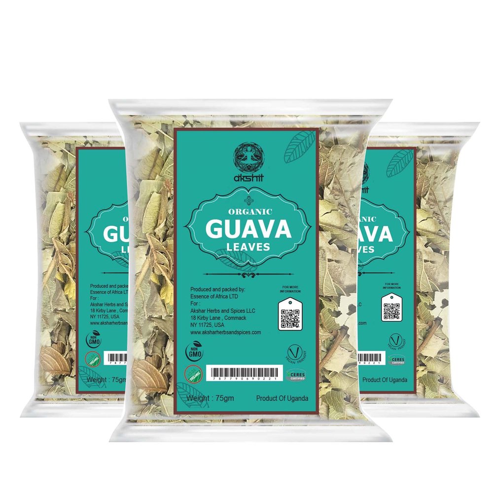 Akshit Dried Guava Leaves, Hojas De Guayaba Secas, 7.8oz, Dried Leaves, Fresh Guava Leaf Tea, Non-GMO, Loose Leaf Tea, Caffeine free