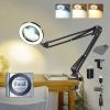 VUEJIC 10X Magnifying Glass with Light and Clamp, Magnifier with Light Hands Free3 Color Modes Stepless Dimmable, 72 LEDs Real Glass Lens Magnifying Lamp for Close Work, Repair, Reading, Craft view 1